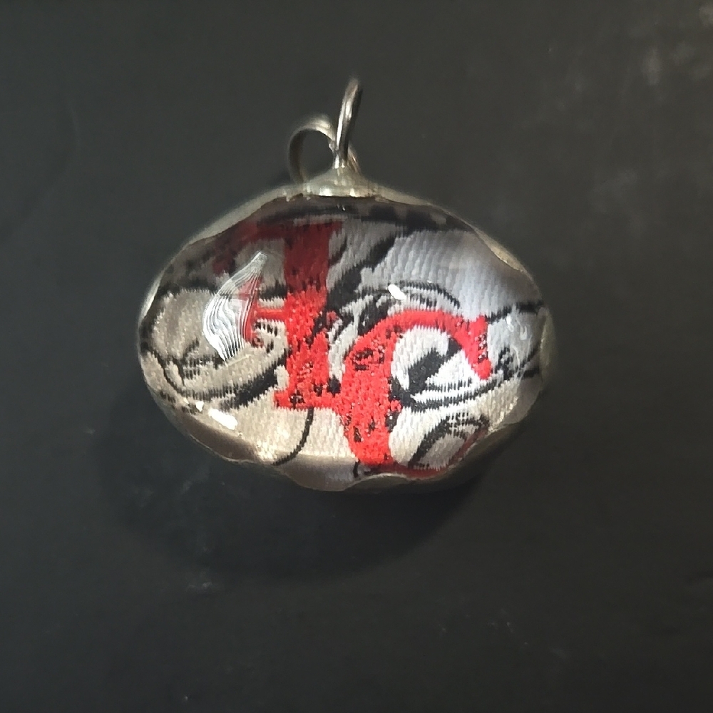 Silver, Pink and Black Pendant by Fuschia Couture.